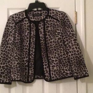 Kasper Animal Print Jacket with Black Accents